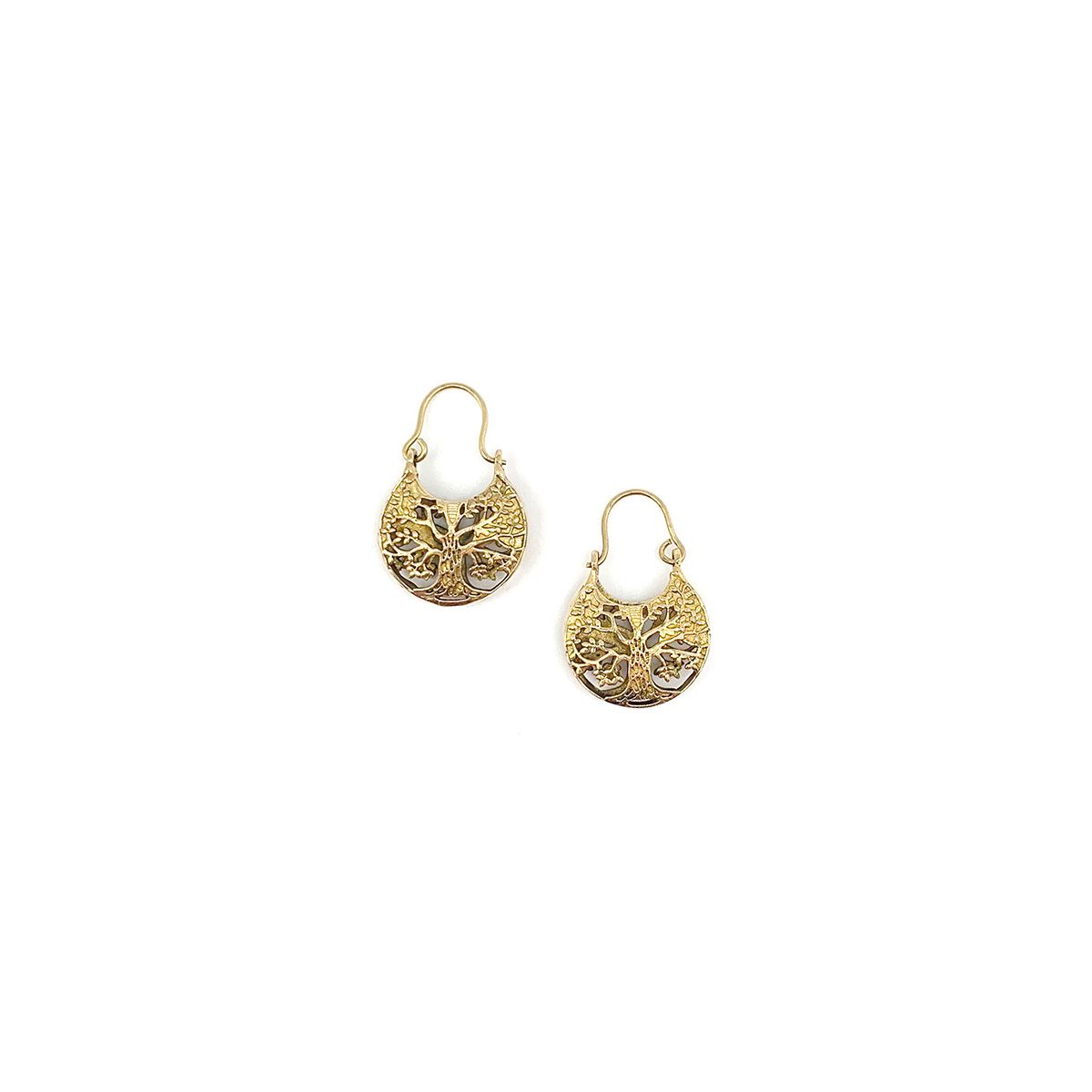 Tanvi Gold Tree Of Life Hinged Top Earrings