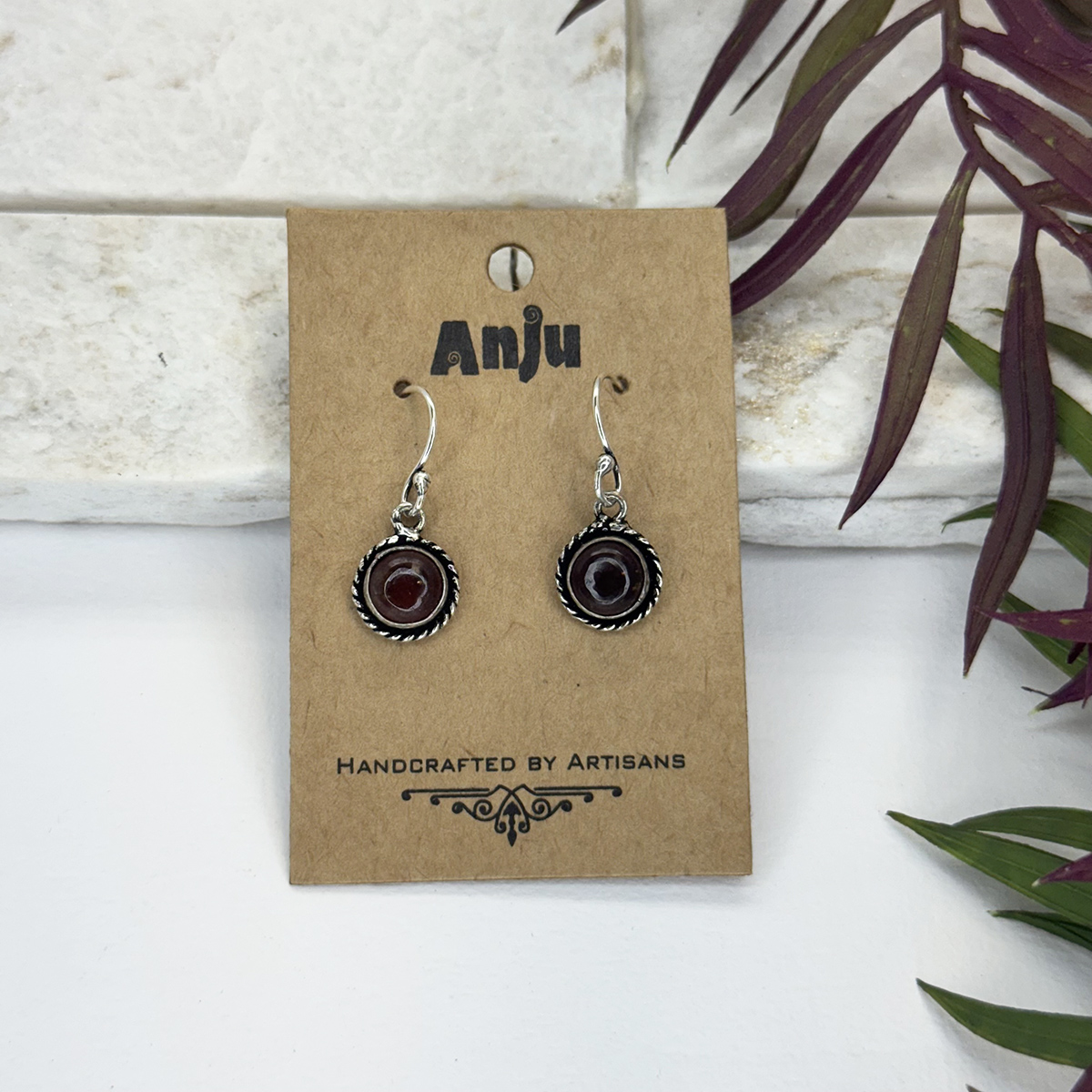 Kashi Semiprecious Small Stone Earrings - Garnet