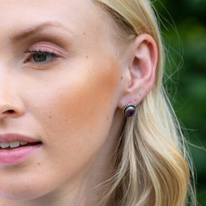 Kashi Semiprecious Stone Post Earrings - Amethyst