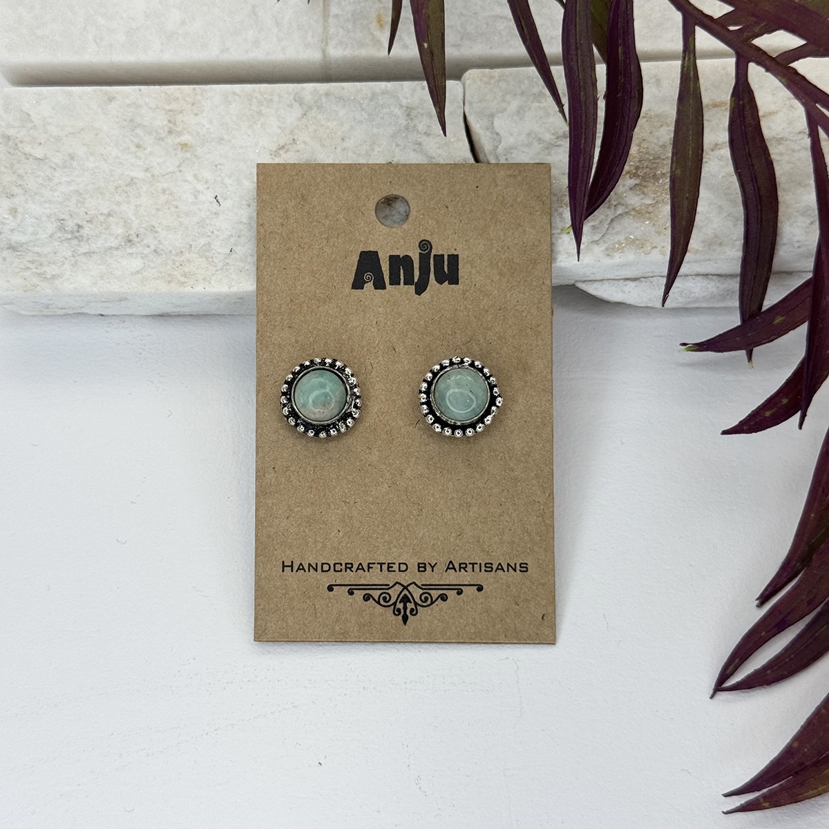 Kashi Semiprecious Stone Post Earrings - Amazonite