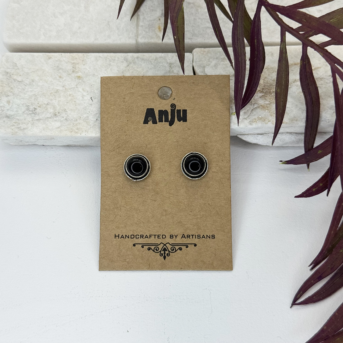 Kashi Semiprecious Stone Post Earrings - Black Onyx