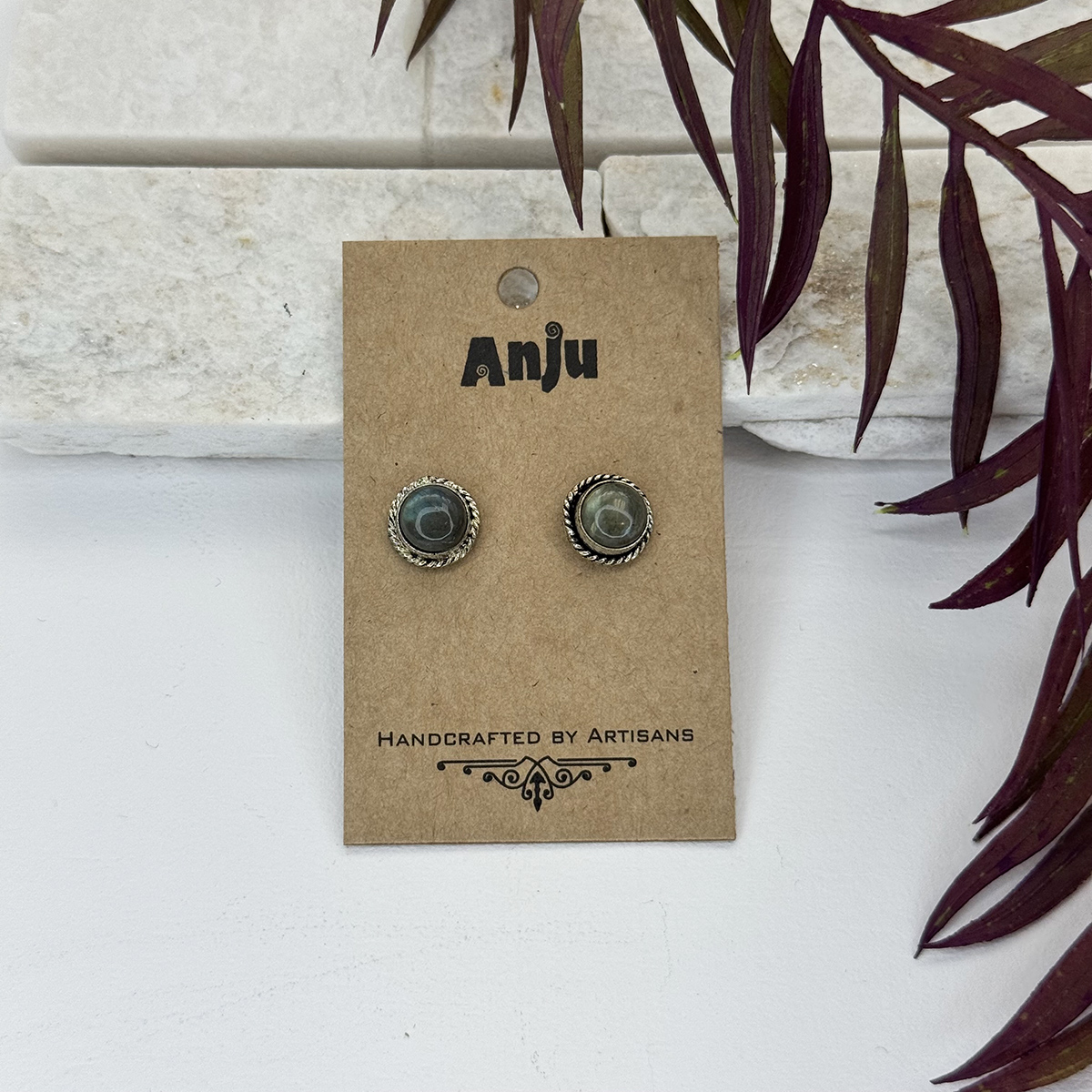 Kashi Semiprecious Stone Post Earrings - Labradorite