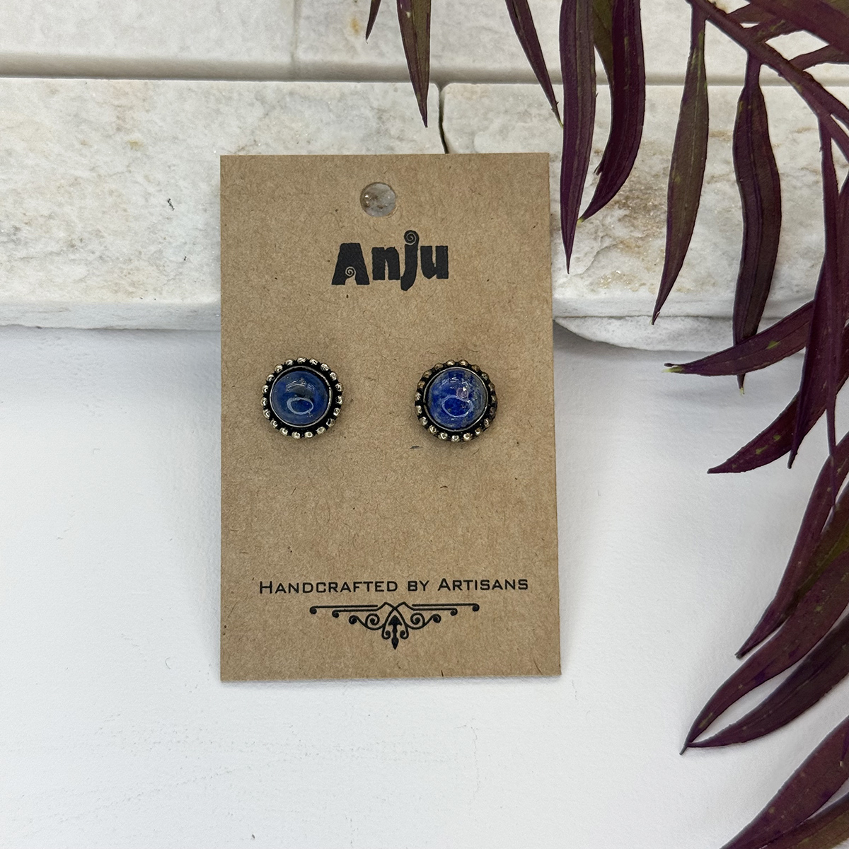 Kashi Semiprecious Stone Post Earrings - Lapis