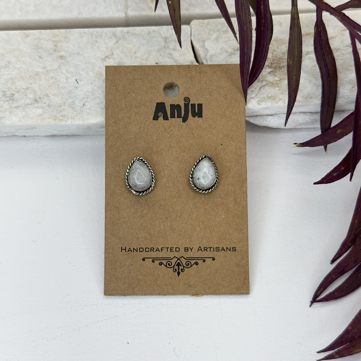 Kashi Semiprecious Stone Post Earrings - Moonstone
