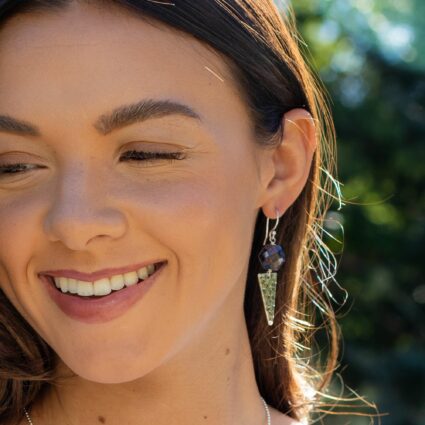 Akriti Silver and Medium Faceted Sodalite Earrings