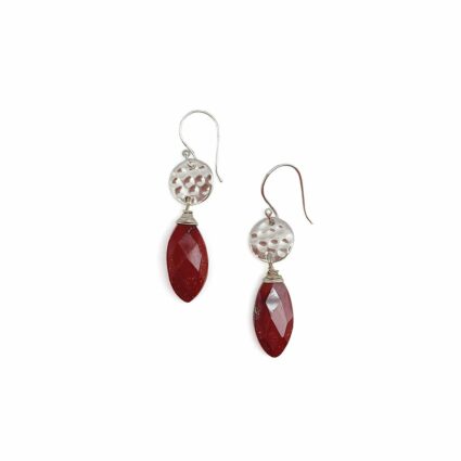 Akriti Silver and Large Faceted Mookite Earrings