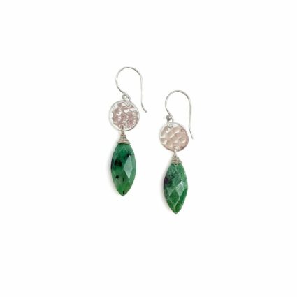 Akriti Silver and Large Faceted Ruby Ziosite Earrings