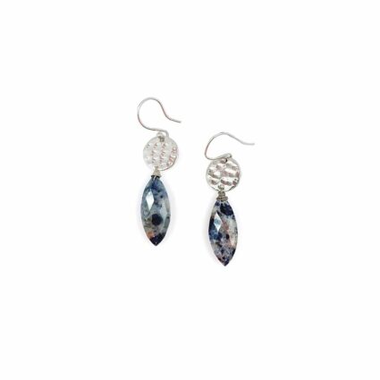 Akriti Silver and Large Faceted Sodalite Earrings