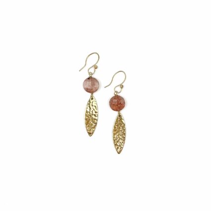 Akriti Gold and Medium Faceted Strawberry Quartz Earrings