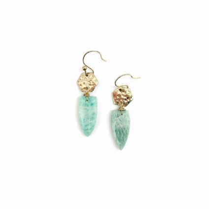 Akriti Gold and Large Faceted Amazonite Earrings