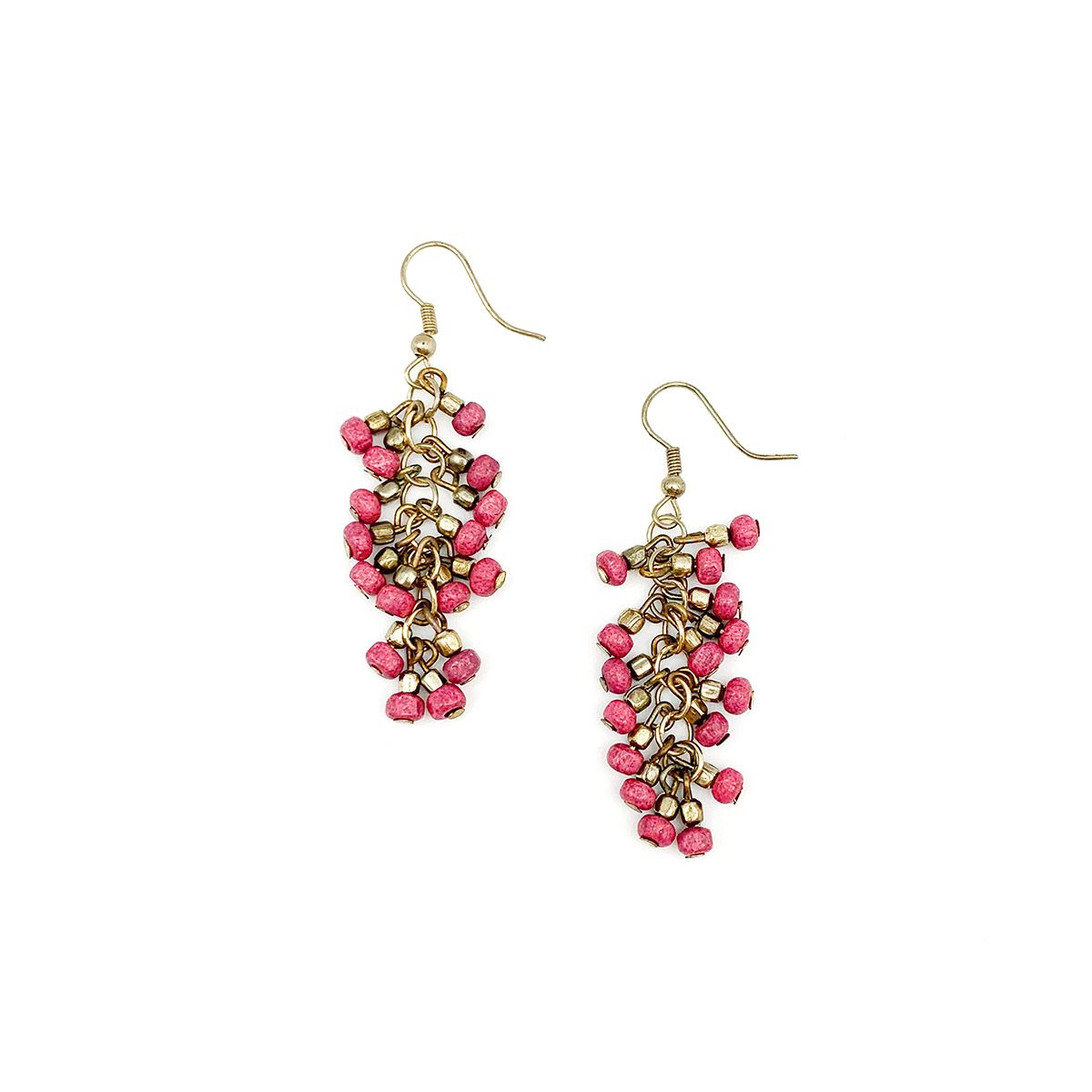 Sachi Chromatic Hues - Fuschia Dangle Cluster Earrings