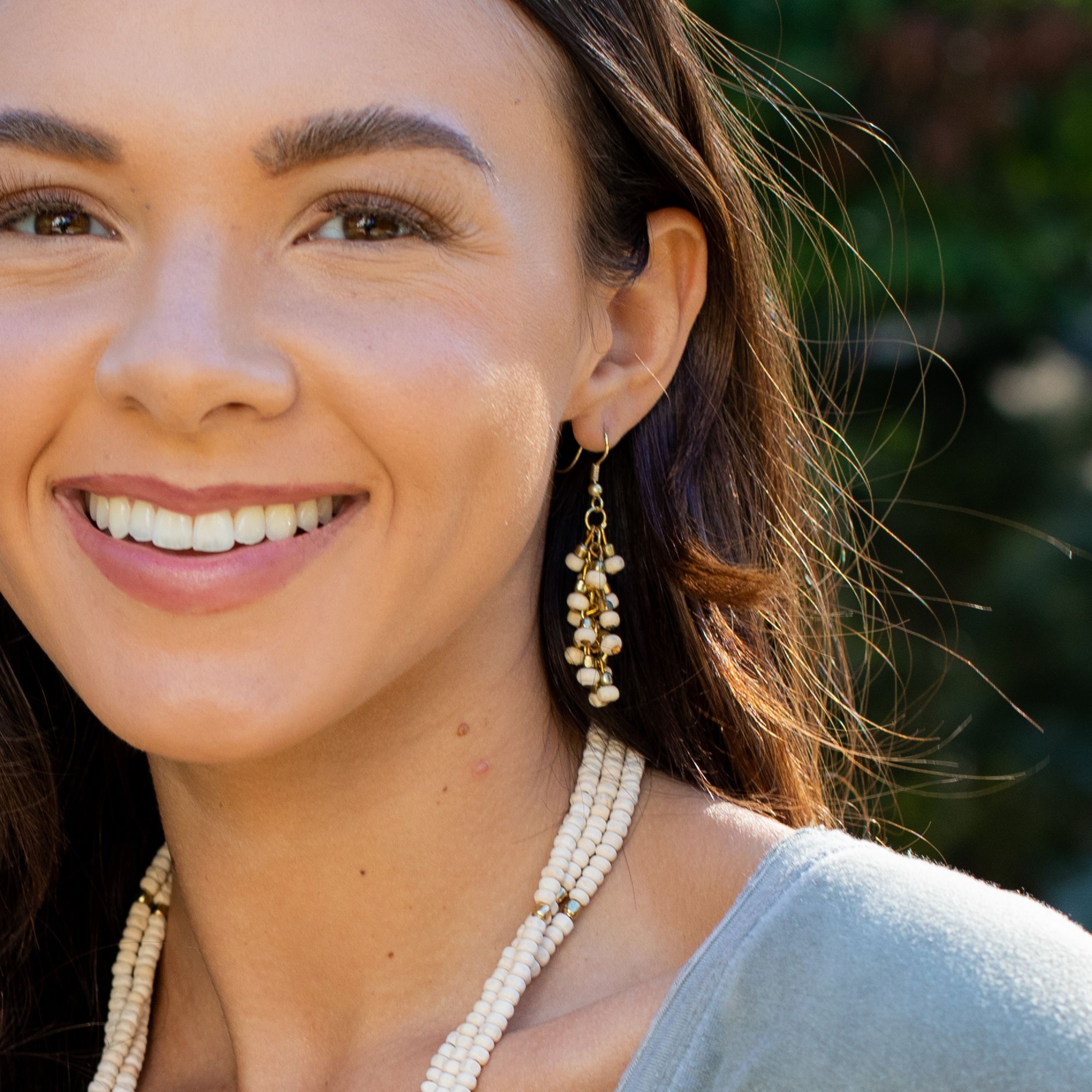 Sachi Chromatic Hues - Natural Dangle Cluster Earrings