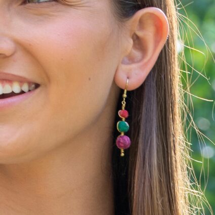 Aasha Graduated Wrapped Beads with Coiled Wire Earrings