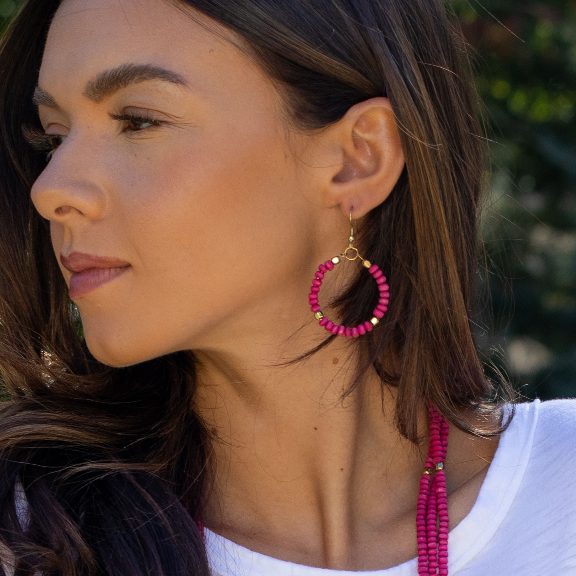 Sachi Chromatic Hues - Fuschia Hoop Earrings