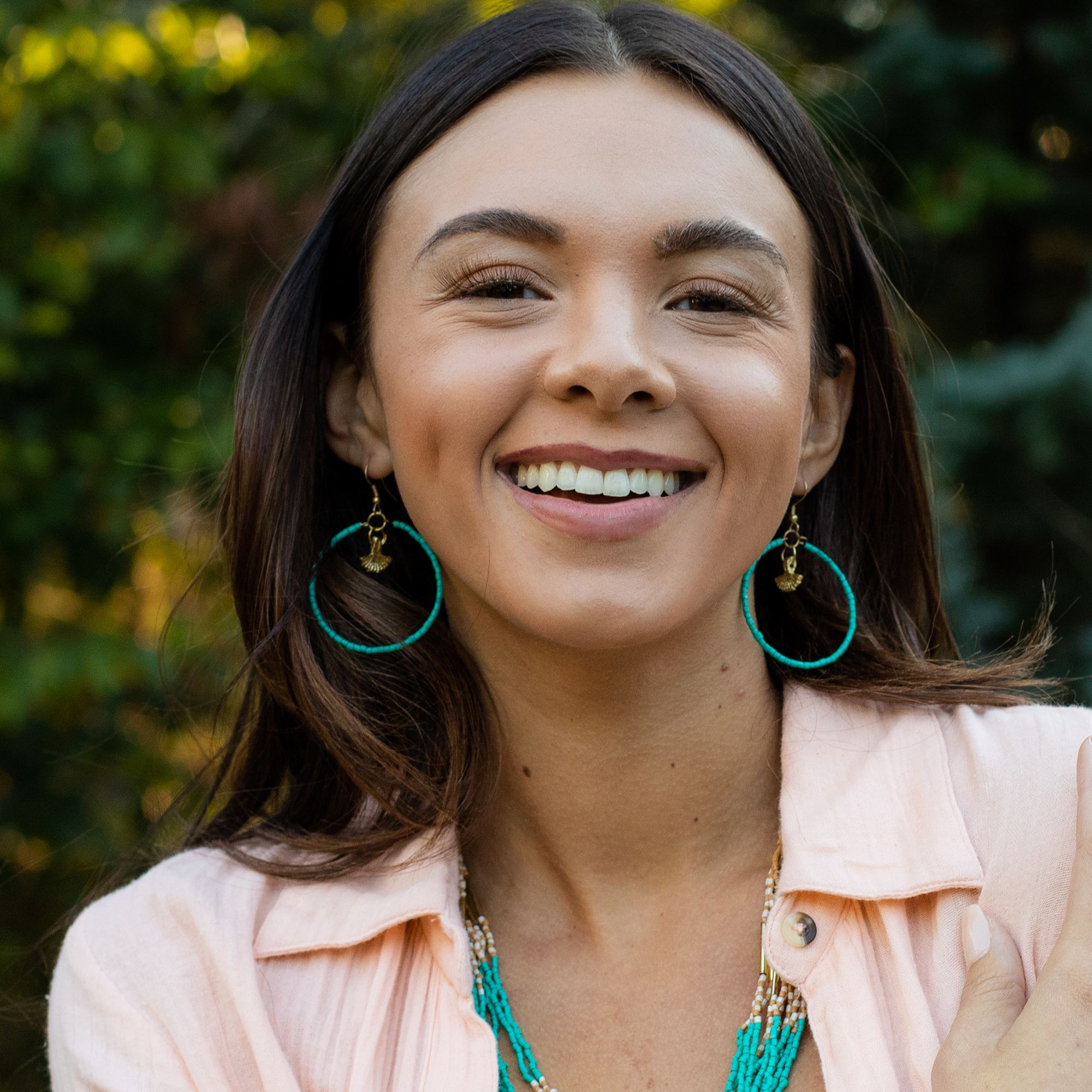 Sachi Island Waterfalls Earrings - Turquoise Solid Hoop