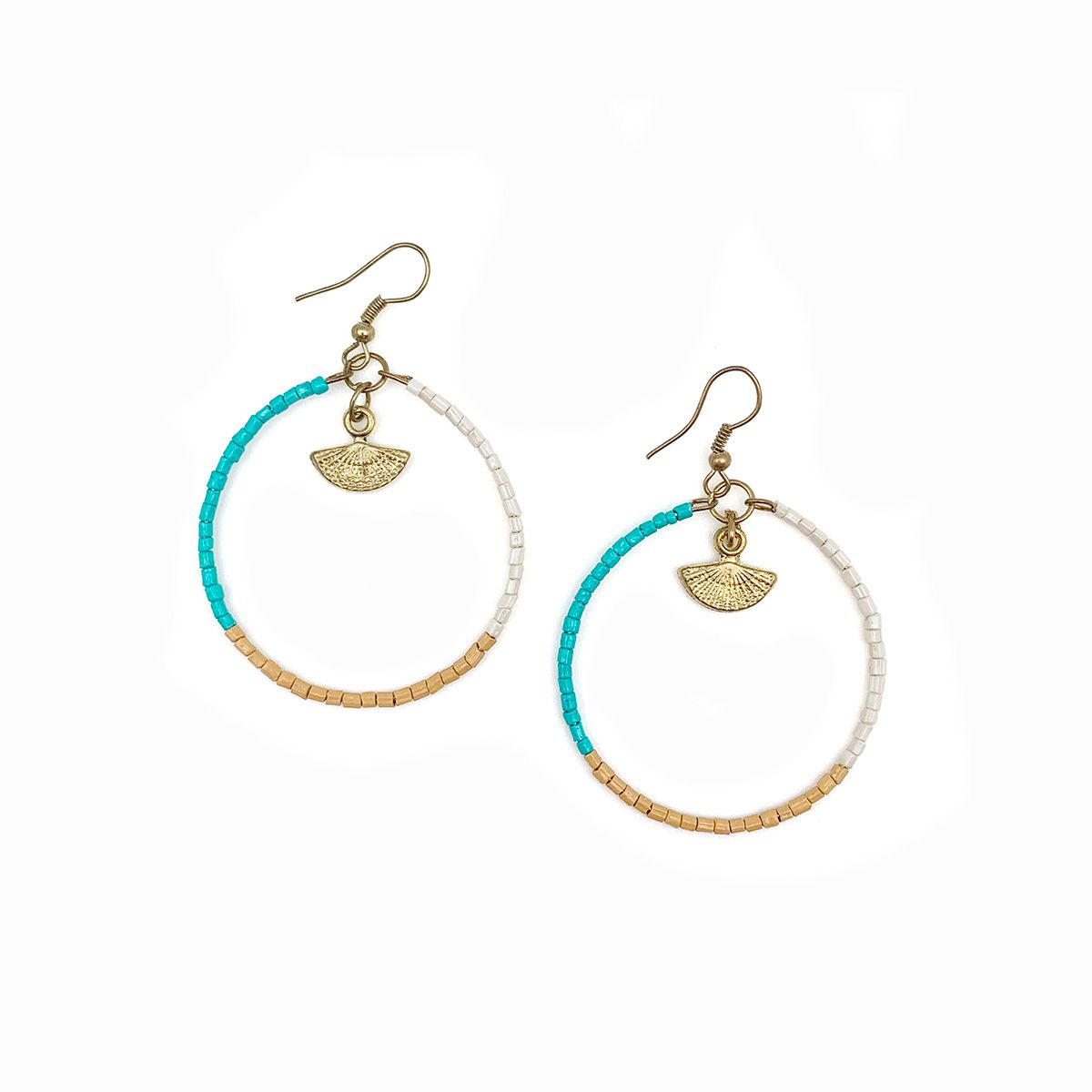 Sachi Island Waterfalls Earrings - Multi Colorblock Hoop