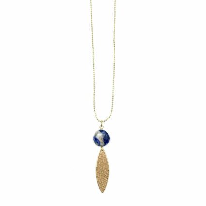 Akriti Gold and Medium Faceted Sodalite Necklace