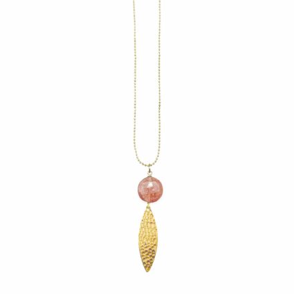 Akriti Gold and Medium Faceted Strawberry Quartz Necklace