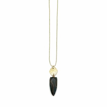 Akriti Gold and Large Faceted Black TigerEye Necklace