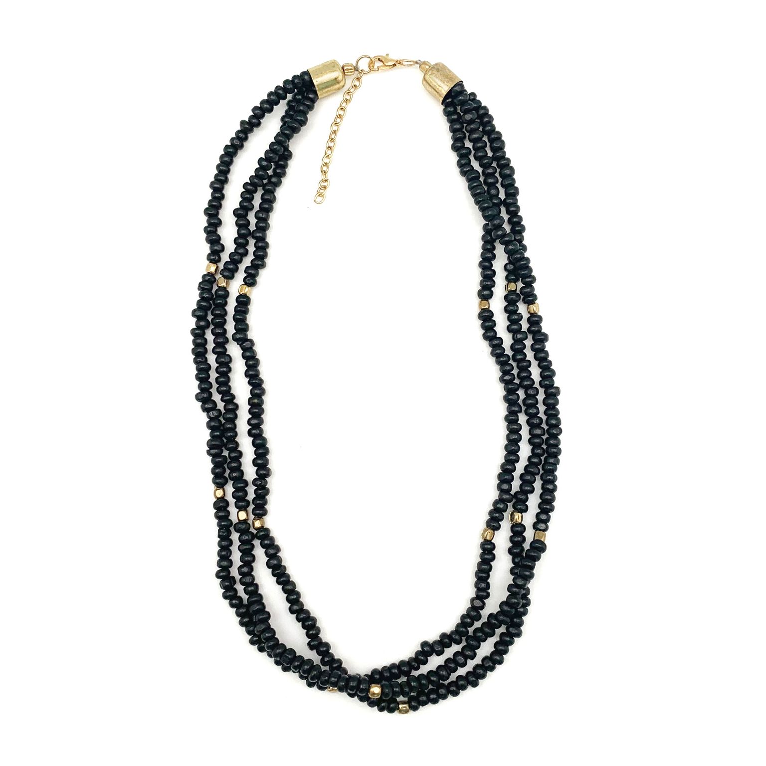 Sachi Chromatic Hues - Charcoal Short Multi-Strand Necklace