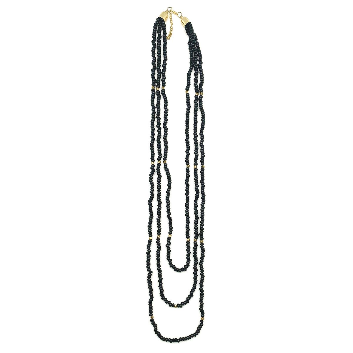 Sachi Chromatic Hues - Charcoal Long Multi-Strand Necklace