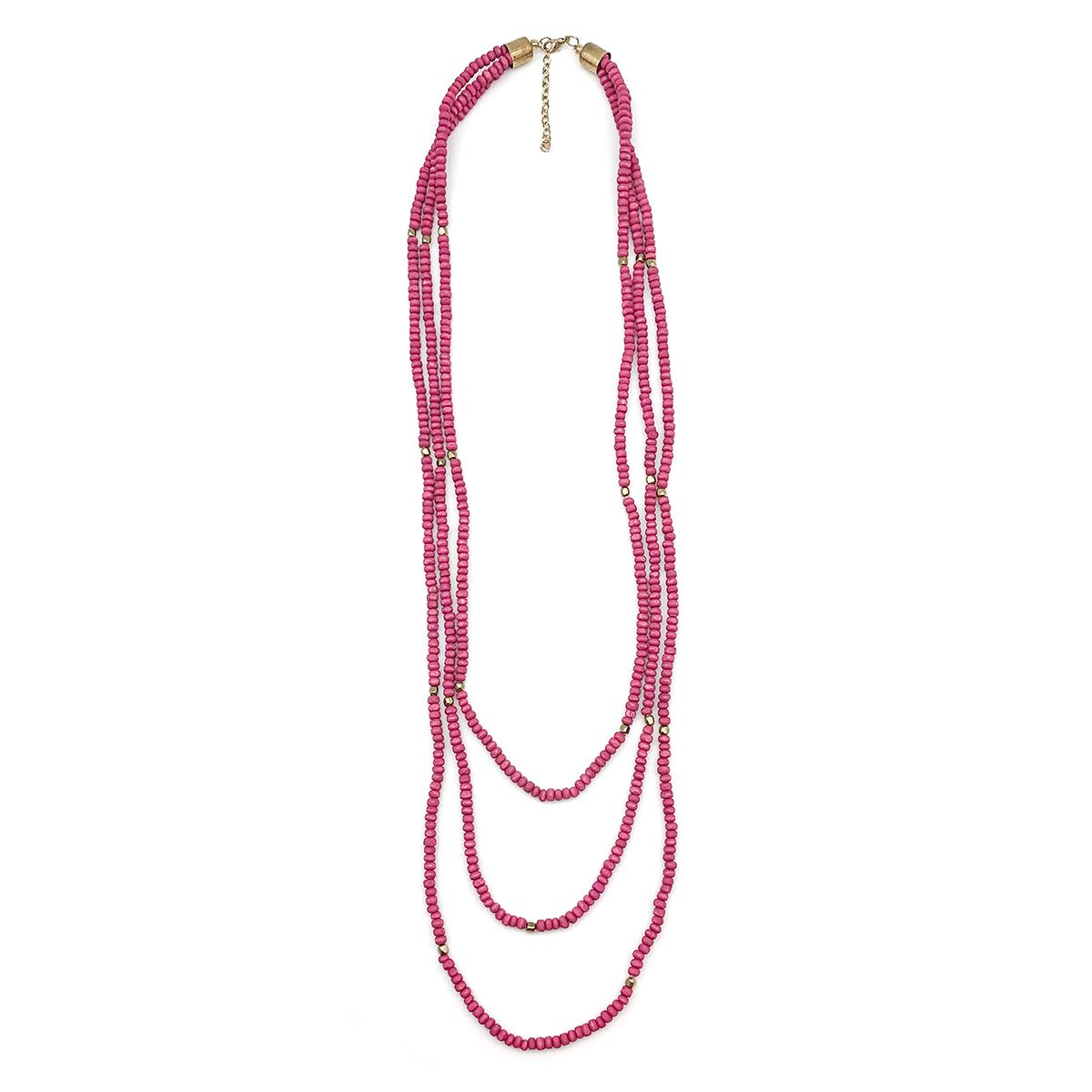 Sachi Chromatic Hues - Fuschia Long Multi-Strand Necklace