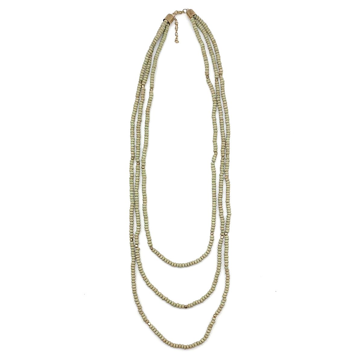 Sachi Chromatic Hues - Sage Green Long Multi-Strand Necklace