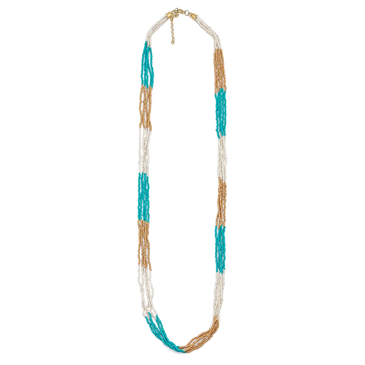 Sachi Island Waterfalls Necklace - One Row Striped Beads