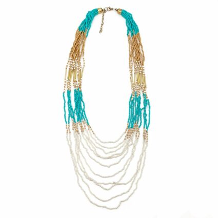 Sachi Island Waterfalls Necklace, White Multistrand Bottom