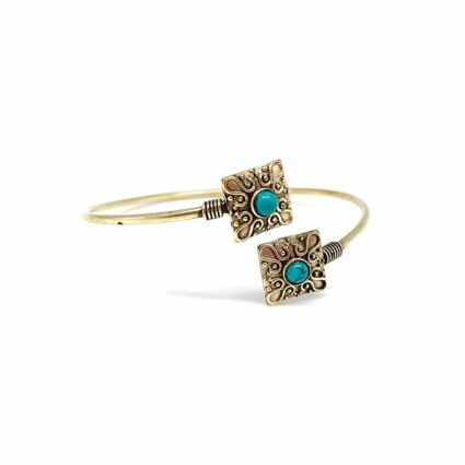 Tanvi Collection Bangle Bracelet - Gold with Turquoise