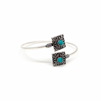 Tanvi Collection Bangle Bracelet - Silver with Turquoise