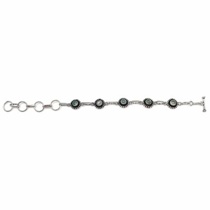 Tanvi Silver Link Bracelet - Prehnite Circles