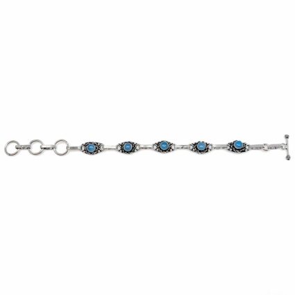 Tanvi Silver Link Bracelet - Chalcedony Circles