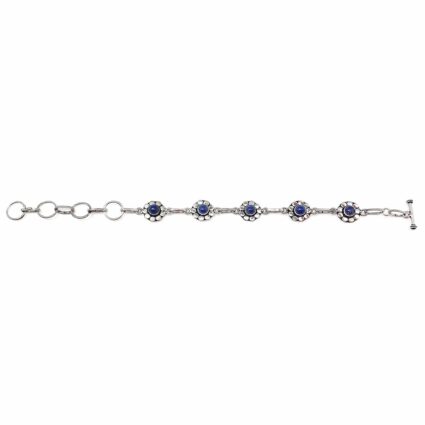 Tanvi Silver Link Bracelet - Lapis Daisies