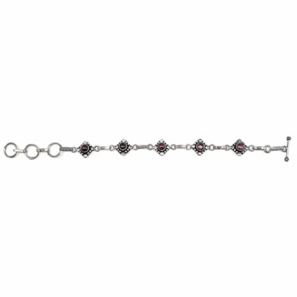 Tanvi Silver Link Bracelet - Garnet Circles