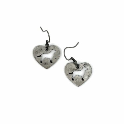 Pewter Earrings - Dog Silhouette in Heart