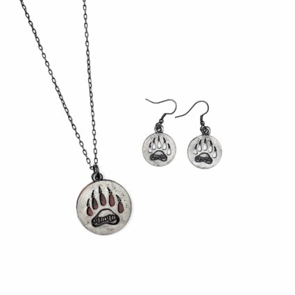 Pewter Earrings - Mama Text with Bear Claw