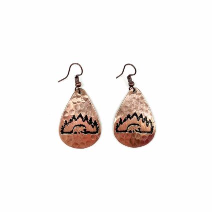 Bear in the Woods Copper Engraved Earrings