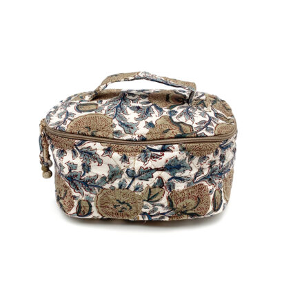 Tranquility Large Cosmetics Case - Block Printed Cotton