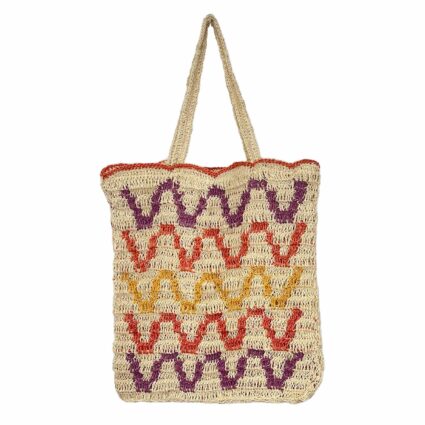 Purple, Yellow, and Orange Chevron Jute Handmade Bag