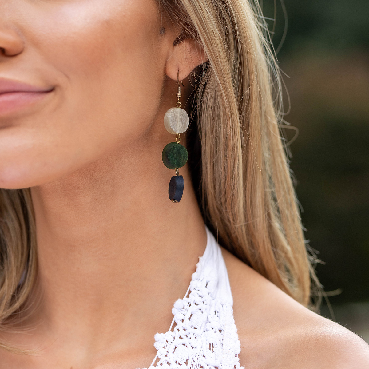 Omala Misty Greens Collection Earrings - Small Circles