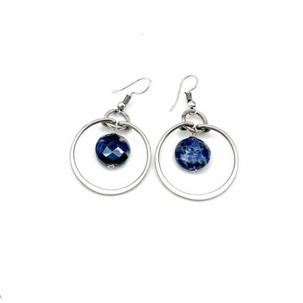 Banjara Collection Earrings - Silver Rings and Sodalite