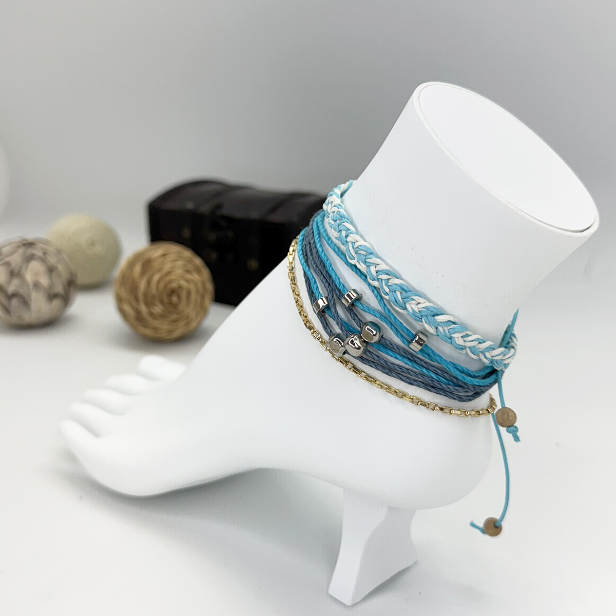 Weave & Wander Ocean Glow Trio Anklet