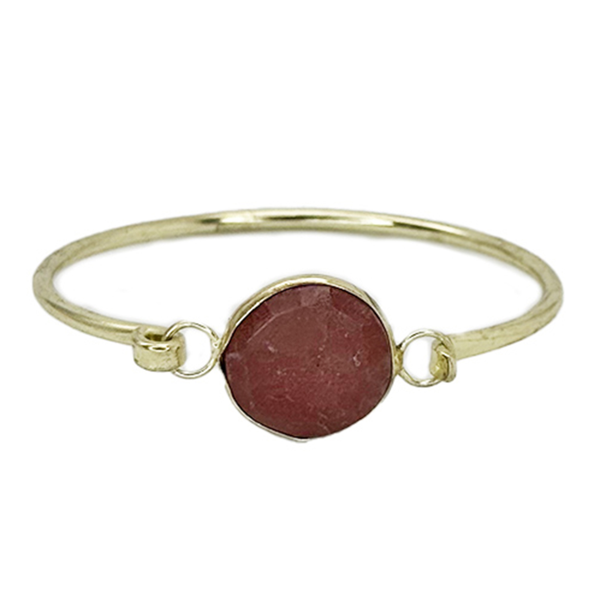 Gold Plated Bracelet with Semi-Precious Stone - Red Jasper