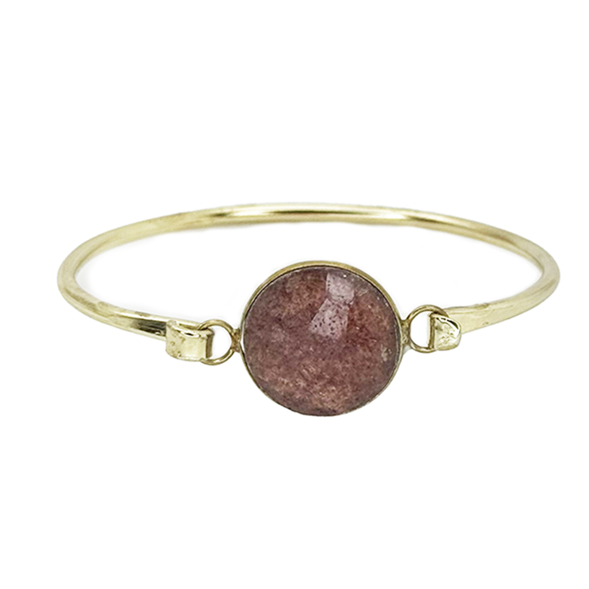 Gold Plated Bracelet with Semi-Precious Stone - Strawberry Quartz