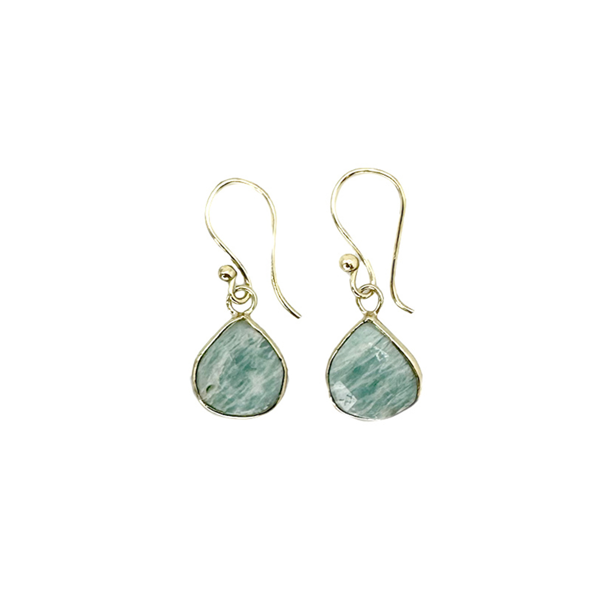 Gold Plated Earrings with Semi-Precious Stone - Amazonite