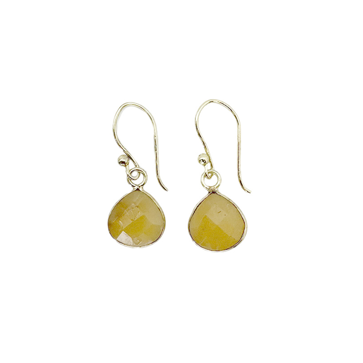 Gold Plated Earrings with Semi-Precious Stone - Yellow Aventurine