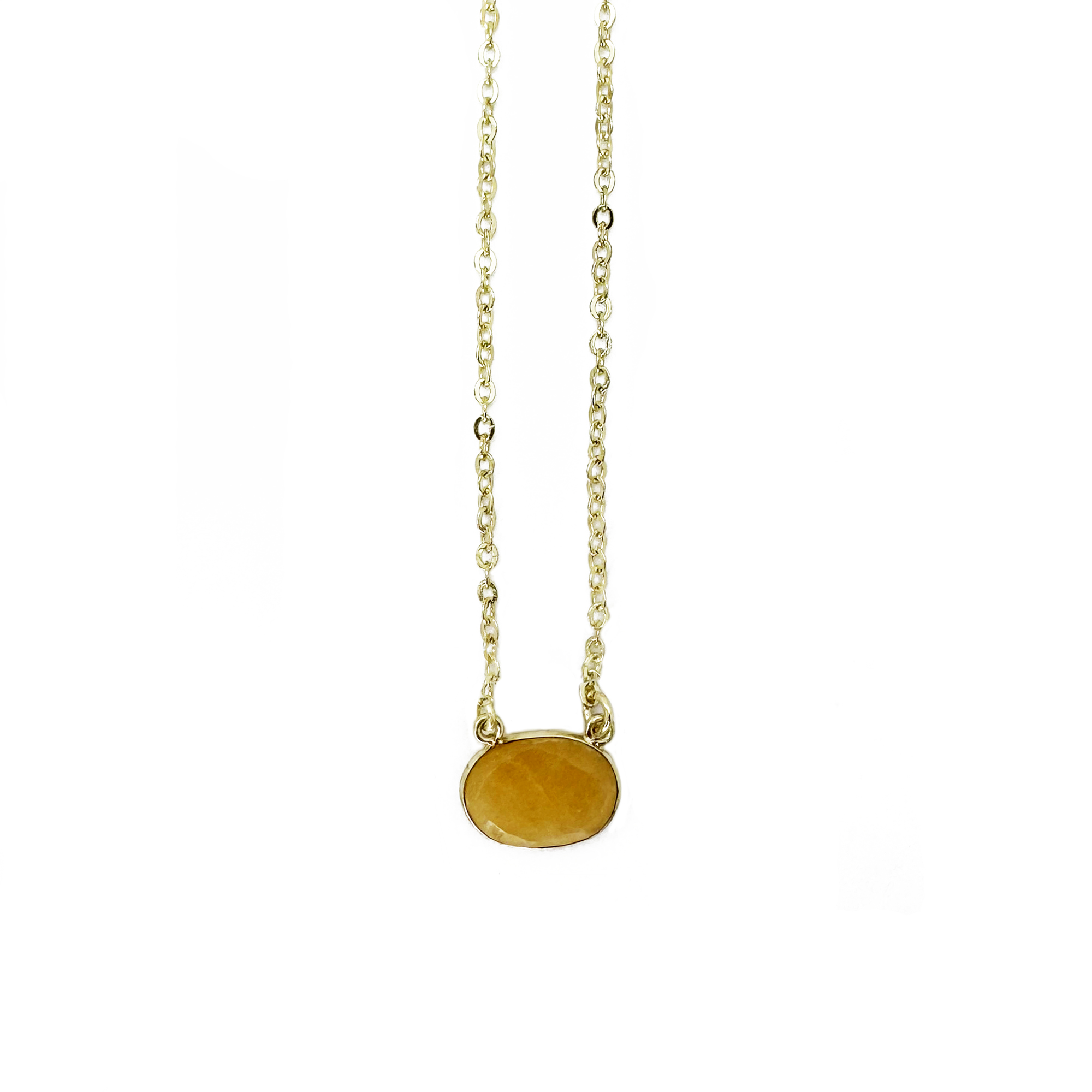 Gold Plated Necklace with Semi-Precious Stone - Yellow Aventurine