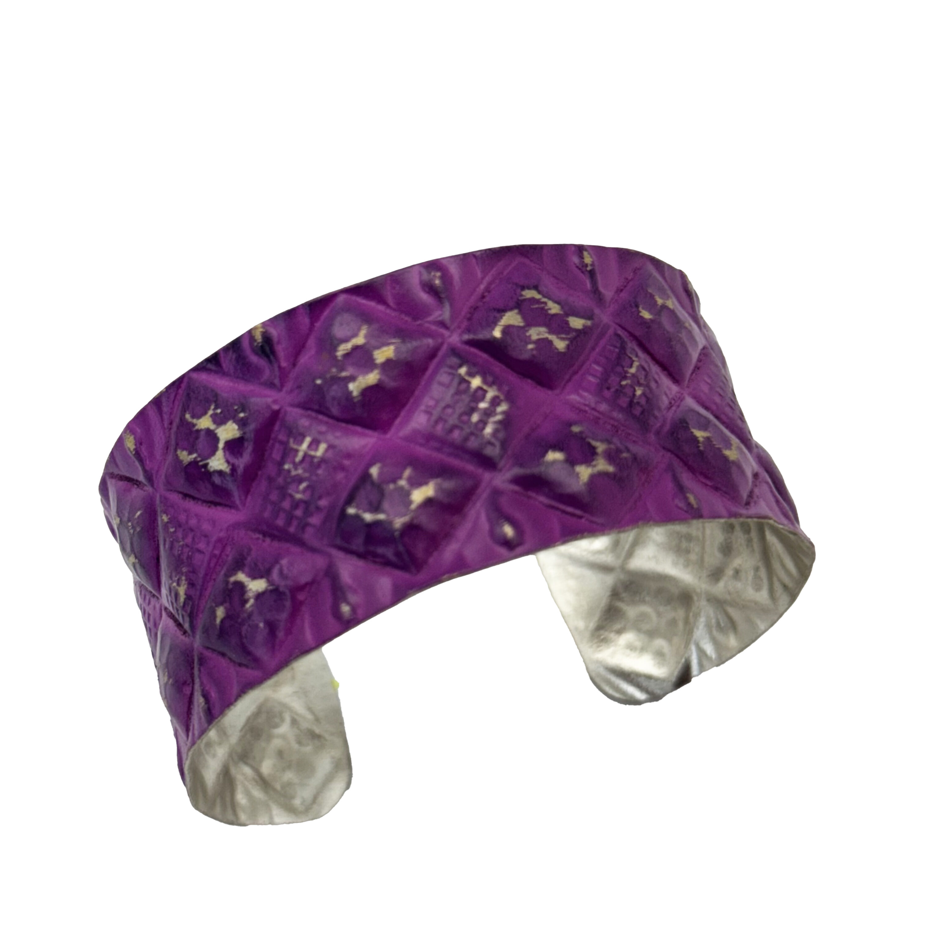 Silver Patina Purple Quilted Cuff