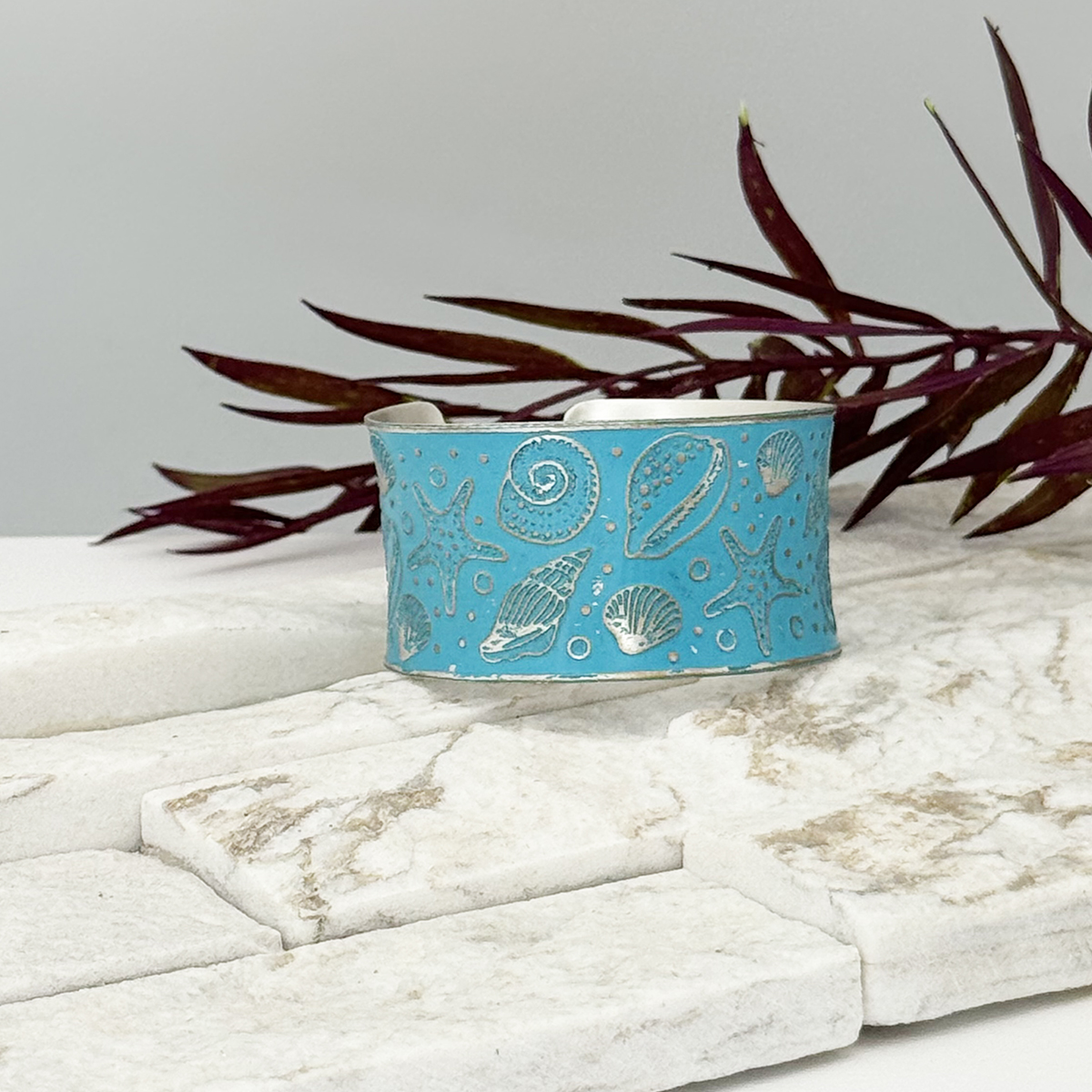 Handcrafted Blue Sea Life Patina Bracelet